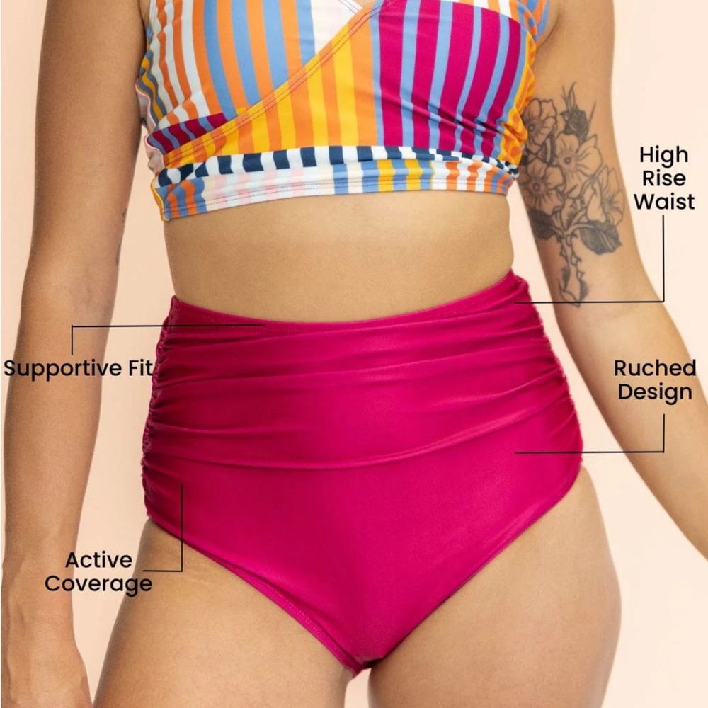 Berry rushed high rise swim bottoms